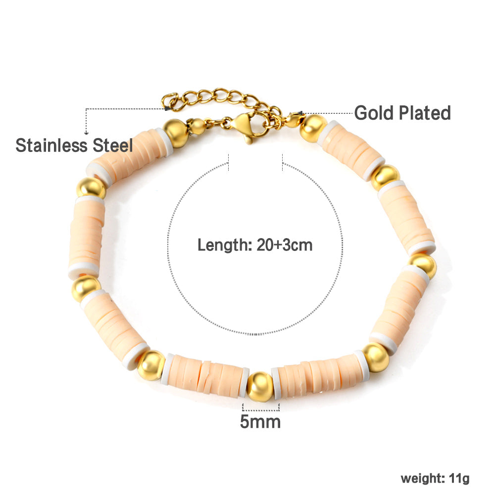 2024 New Year Blue Cylinder + 7 Steel Beads Bracelet 20+3cm