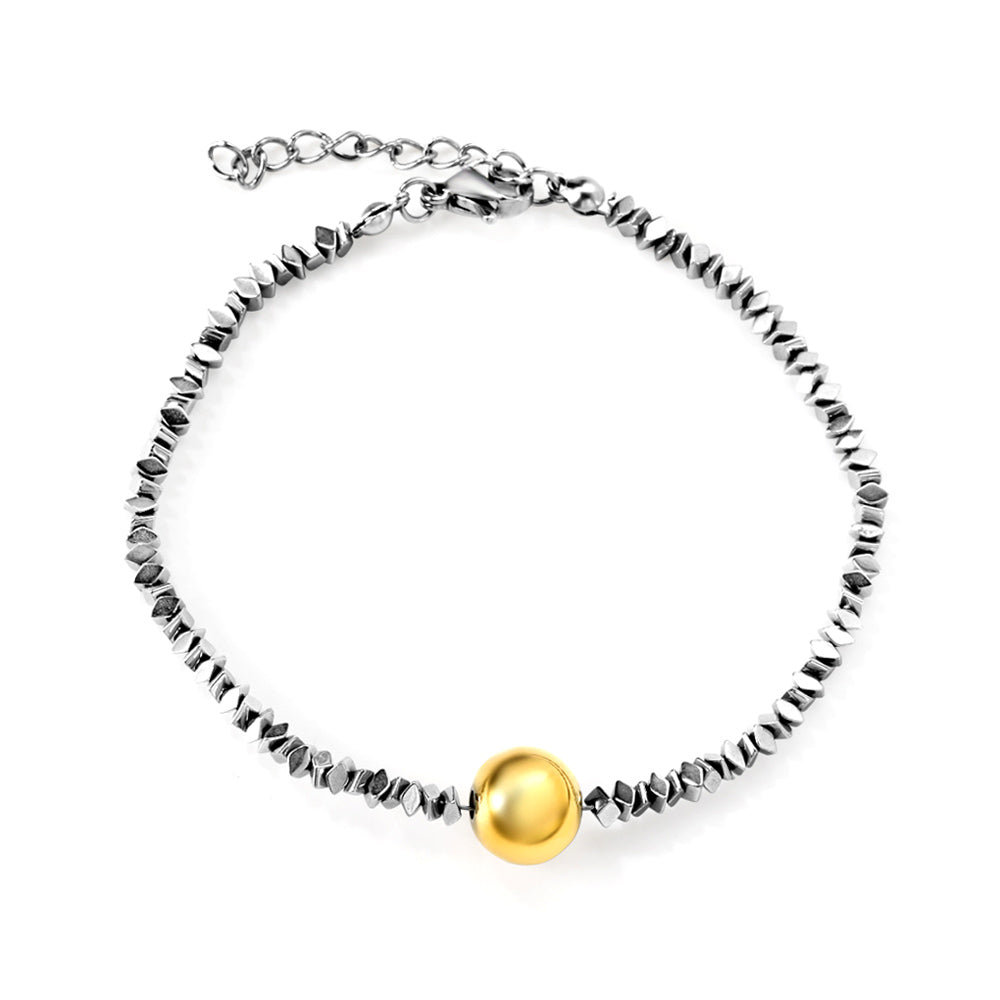 2024 New Year Gold Steel Bead Bracelet 18+3cm