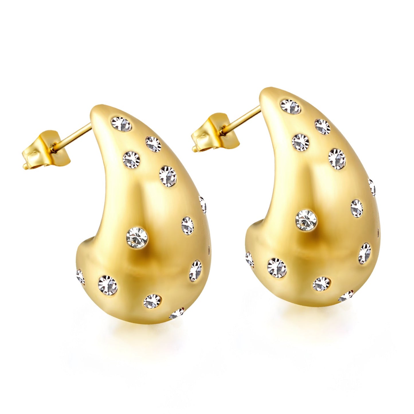 Teardrop Hollow with White Diamonds Earrings 16.2*26mm