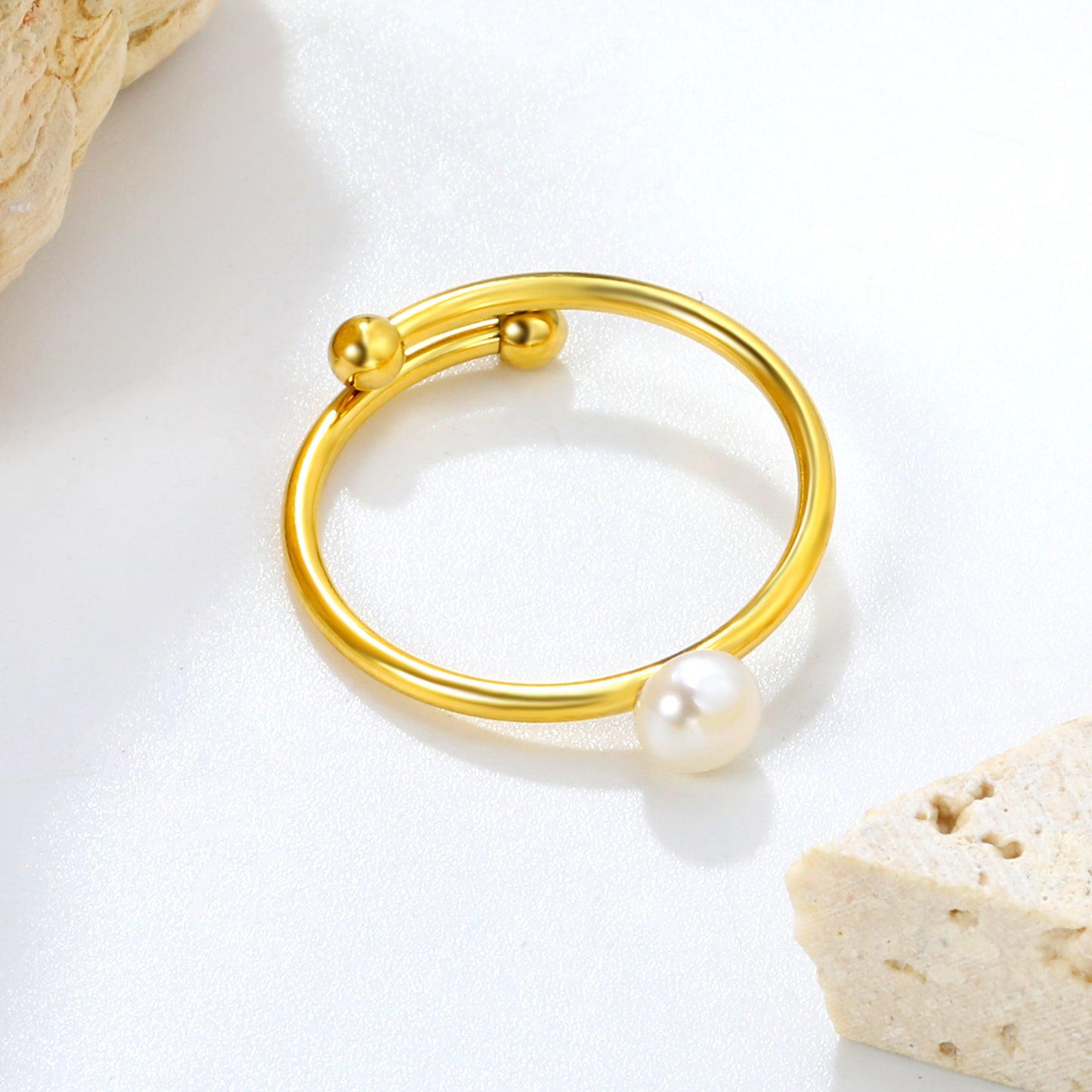 4.8mm Jewelry Ring Freshwater Pearl Ring Fashion Jewelry Ring Pearl Twist Adjustable Ring