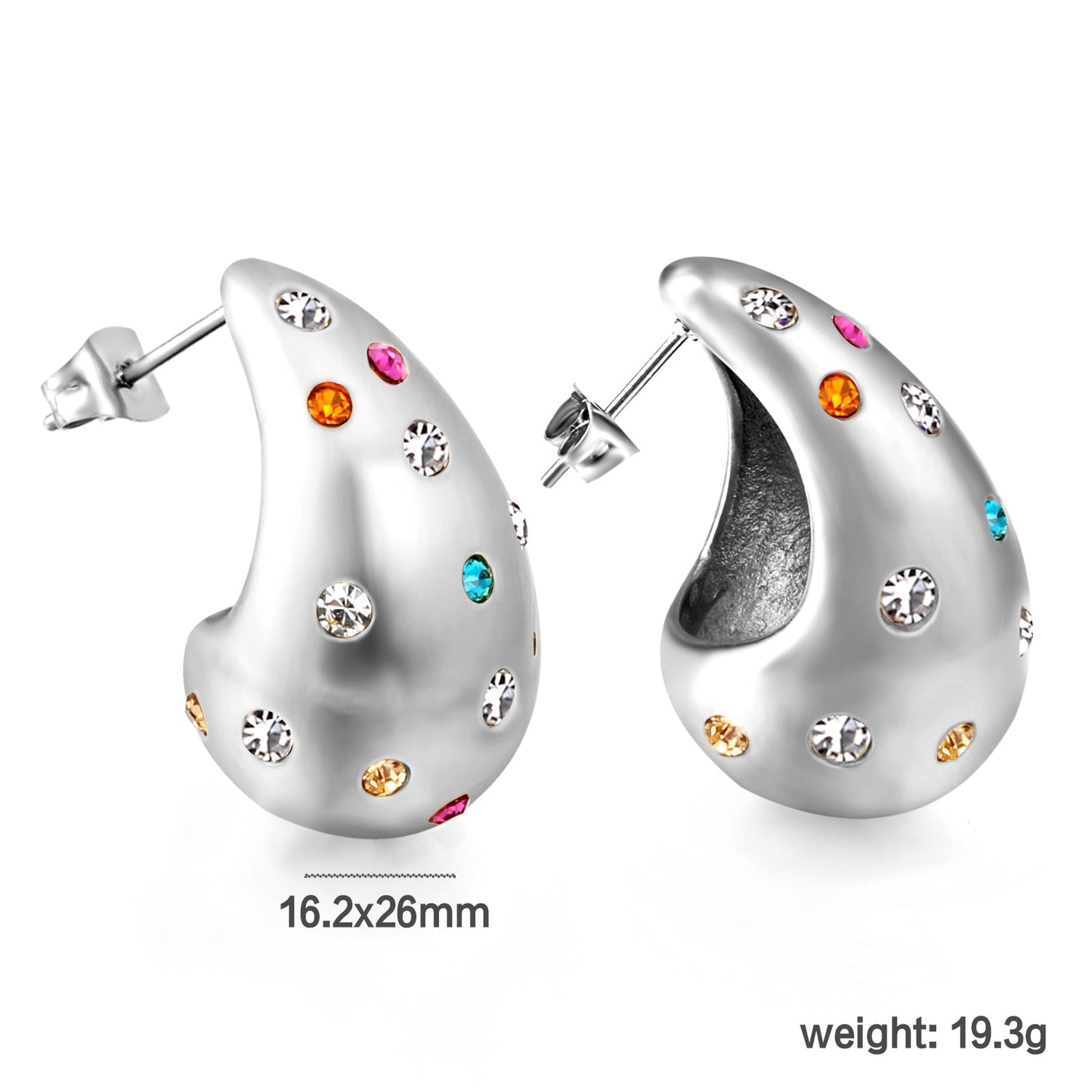 Teardrop Hollow with White Diamonds Earrings 16.2*26mm