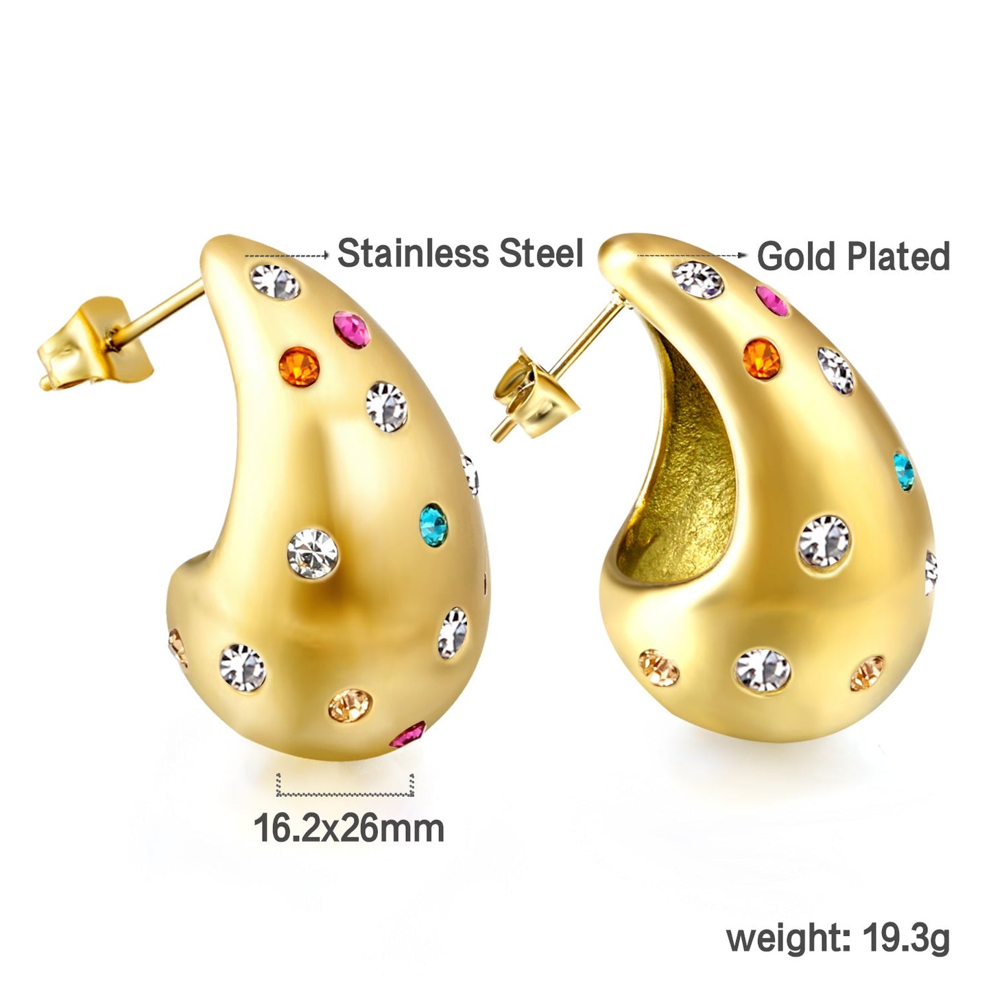 Teardrop Hollow with White Diamonds Earrings 16.2*26mm
