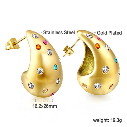 Teardrop Hollow with White Diamonds Earrings 16.2*26mm