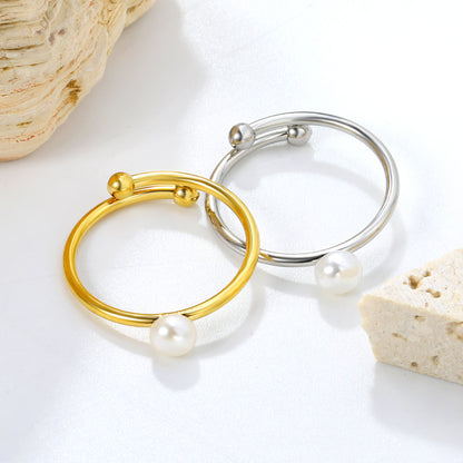 4.8mm Jewelry Ring Freshwater Pearl Ring Fashion Jewelry Ring Pearl Twist Adjustable Ring