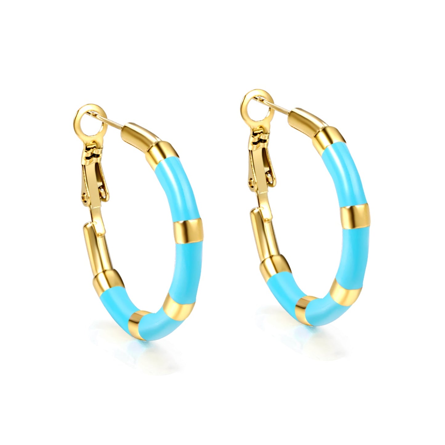 C-Stripe White&Purple&Sky Blue&Pink&Mixed Color Drop Earrings 3*30mm Gold Color