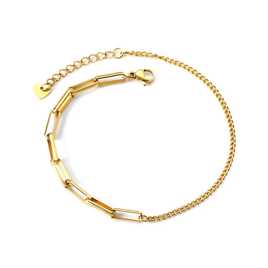 AB two different types of models connected anklet 21 + 3cm gold color