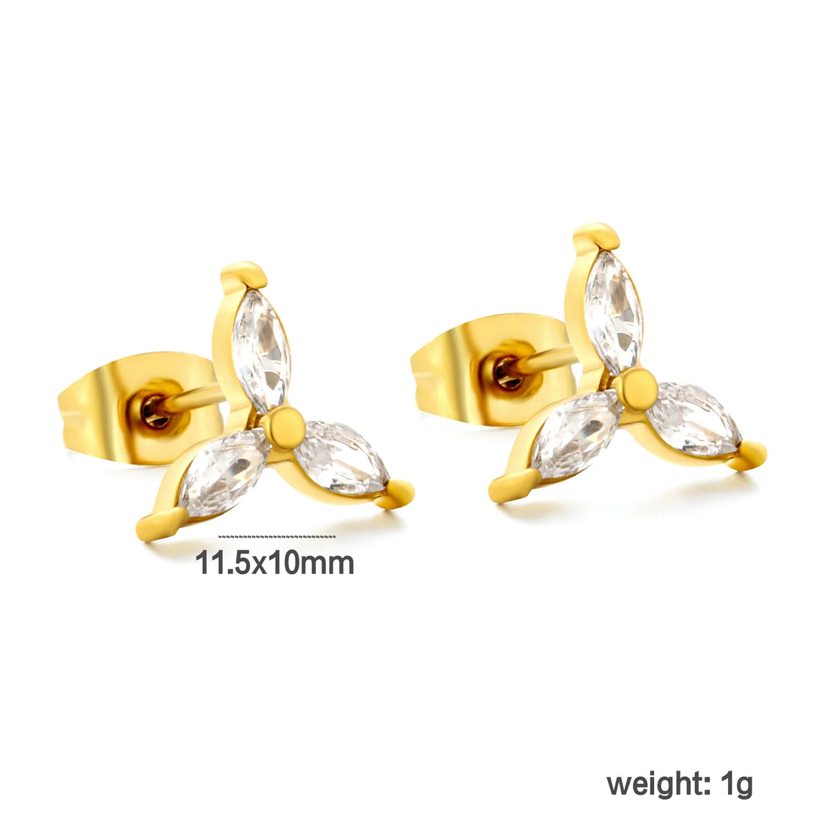 Marquise CZ Three-Petal Flower Stud Earrings | Minimalist Earrings for Wholesale