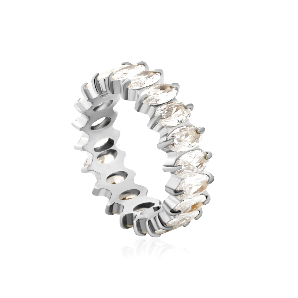 Marquise CZ Eternity Band Ring | Gold & Steel Color | Bulk Order MOQ 12