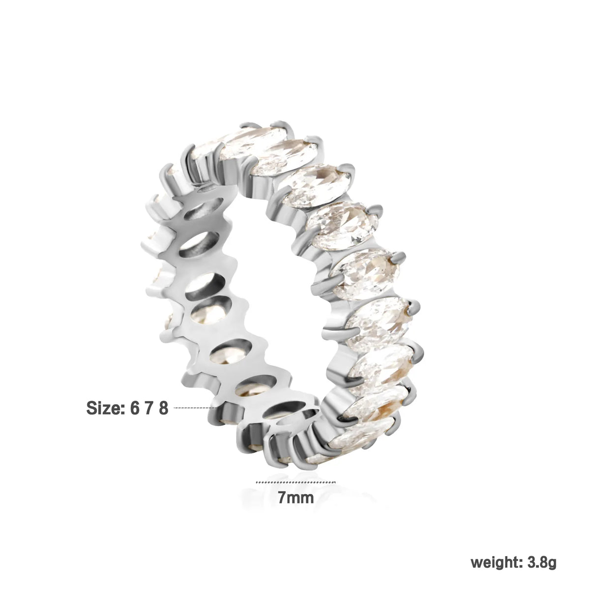 Marquise CZ Eternity Band Ring | Gold & Steel Color | Bulk Order MOQ 12