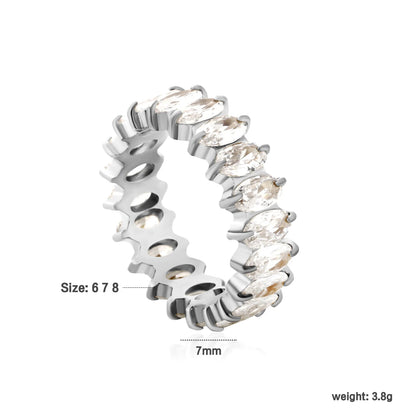 Marquise CZ Eternity Band Ring | Gold & Steel Color | Bulk Order MOQ 12