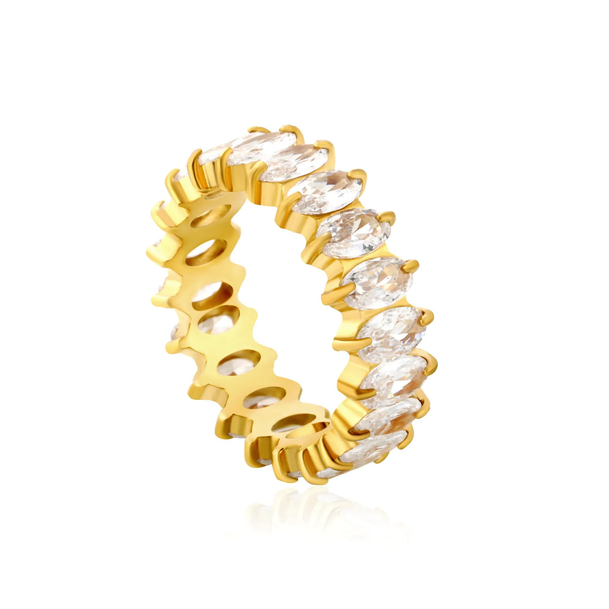 Marquise CZ Eternity Band Ring | Gold & Steel Color | Bulk Order MOQ 12