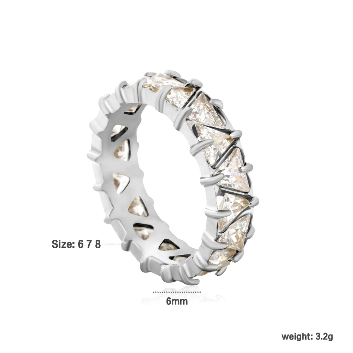 Triangle CZ Eternity Band Ring | Size 8 | Stackable Ring Wholesale MOQ 12