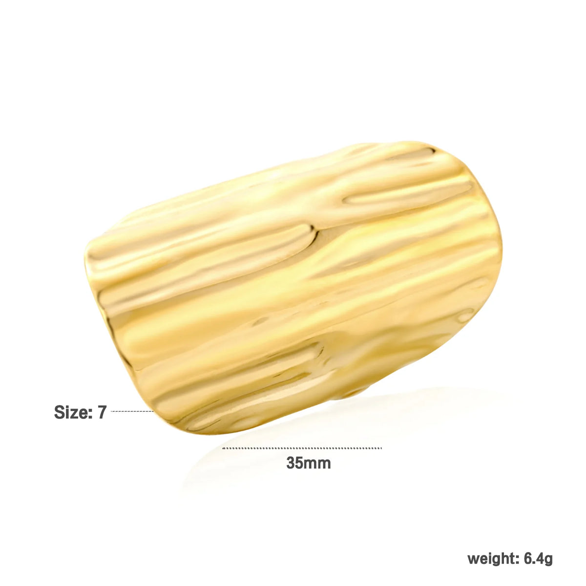 Hammered Wide Band Statement Ring | Size 7 | 18K Gold Plated Stainless Steel | Bold Ring Wholesale MOQ 12