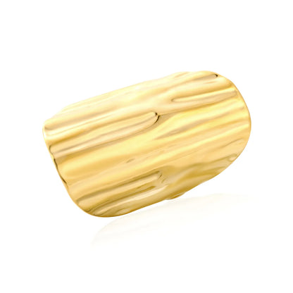 Hammered Wide Band Statement Ring | Size 7 | 18K Gold Plated Stainless Steel | Bold Ring Wholesale MOQ 12