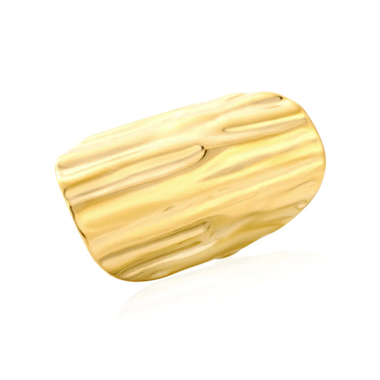 Hammered Wide Band Statement Ring | Size 7 | 18K Gold Plated Stainless Steel | Bold Ring Wholesale MOQ 12