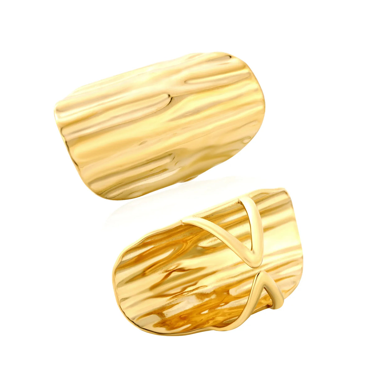 Hammered Wide Band Statement Ring | Size 7 | 18K Gold Plated Stainless Steel | Bold Ring Wholesale MOQ 12
