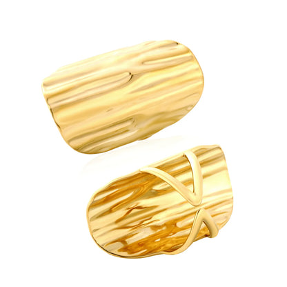 Hammered Wide Band Statement Ring | Size 7 | 18K Gold Plated Stainless Steel | Bold Ring Wholesale MOQ 12