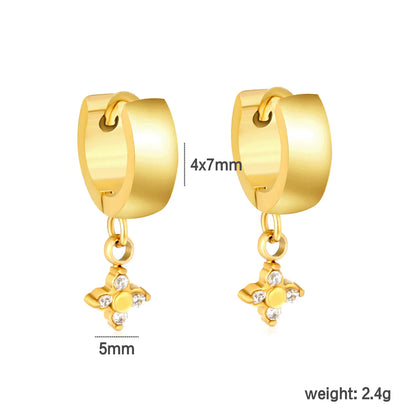 Dainty CZ Charm Huggie Hoop Earrings | 4 Styles | MOQ 12 | 18K Gold Plated Stainless Steel Jewelry Wholesale