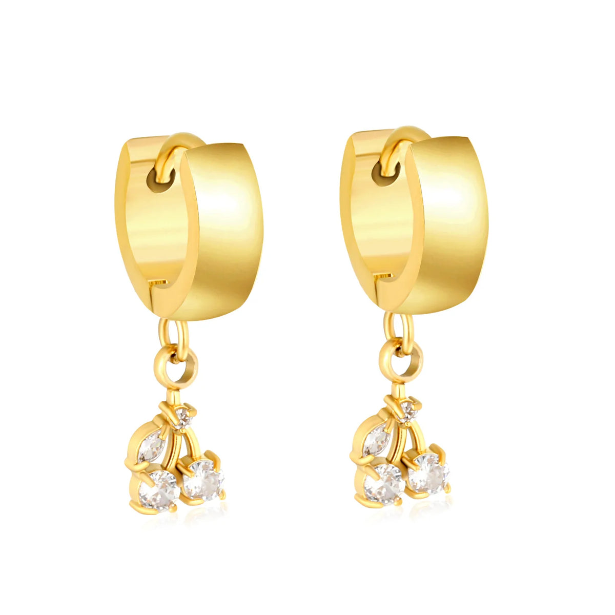 Dainty CZ Charm Huggie Hoop Earrings | 4 Styles | MOQ 12 | 18K Gold Plated Stainless Steel Jewelry Wholesale