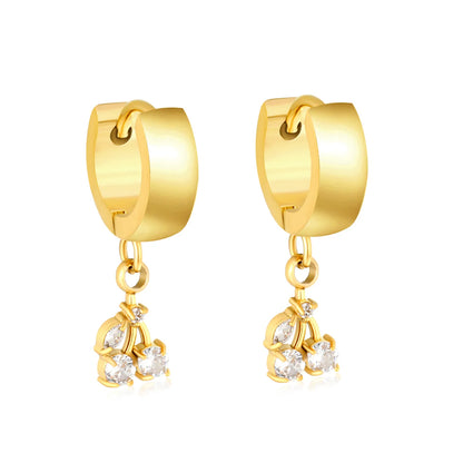 Dainty CZ Charm Huggie Hoop Earrings | 4 Styles | MOQ 12 | 18K Gold Plated Stainless Steel Jewelry Wholesale