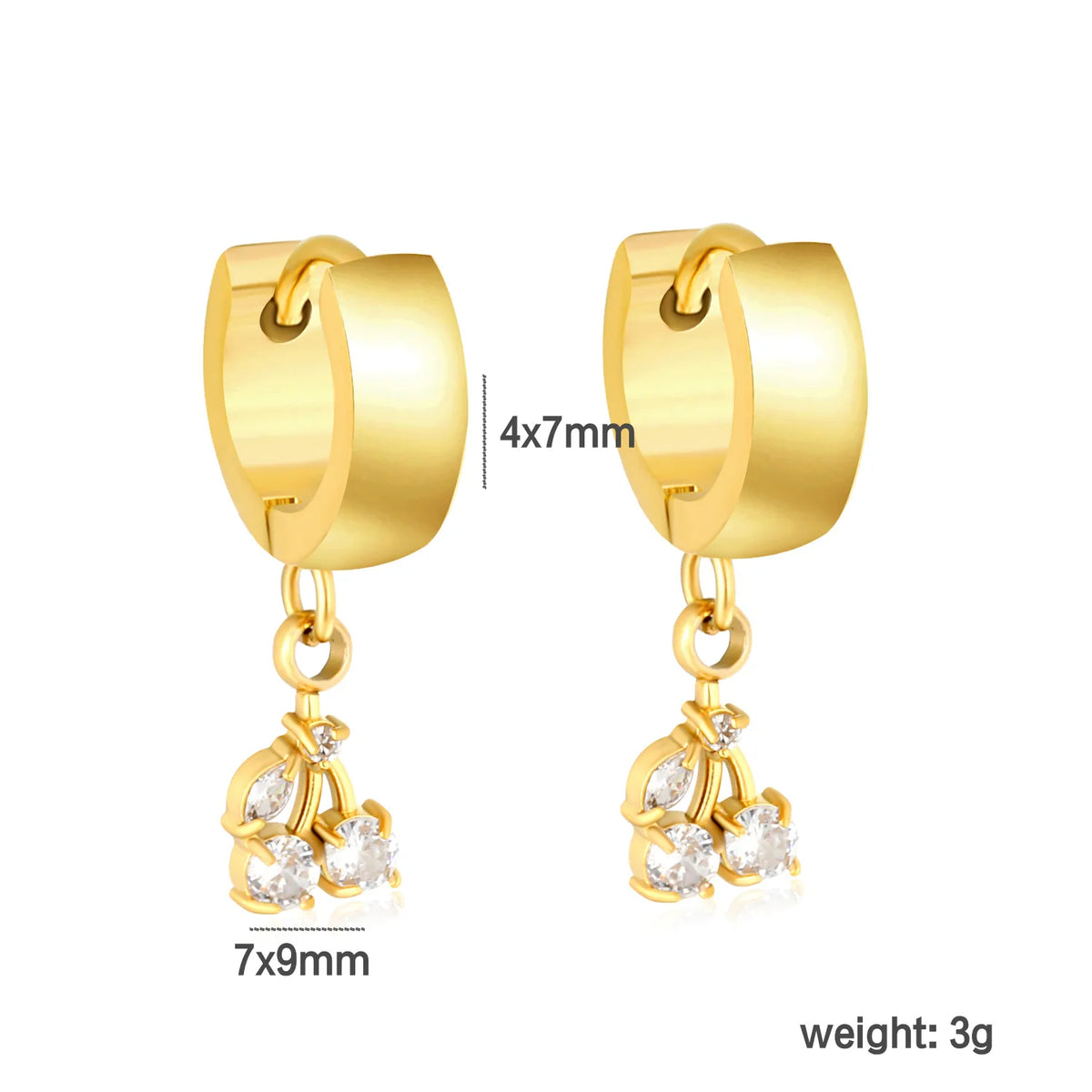 Dainty CZ Charm Huggie Hoop Earrings | 4 Styles | MOQ 12 | 18K Gold Plated Stainless Steel Jewelry Wholesale