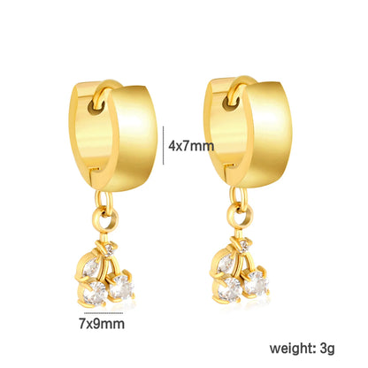Dainty CZ Charm Huggie Hoop Earrings | 4 Styles | MOQ 12 | 18K Gold Plated Stainless Steel Jewelry Wholesale