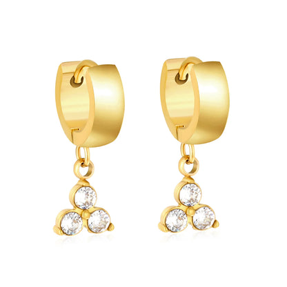 Dainty CZ Charm Huggie Hoop Earrings | 4 Styles | MOQ 12 | 18K Gold Plated Stainless Steel Jewelry Wholesale
