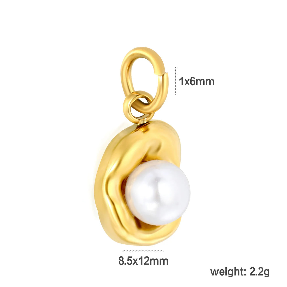 Organic Irregular Frame Pearl Charm 18K Gold Plated Stainless Steel Pendant