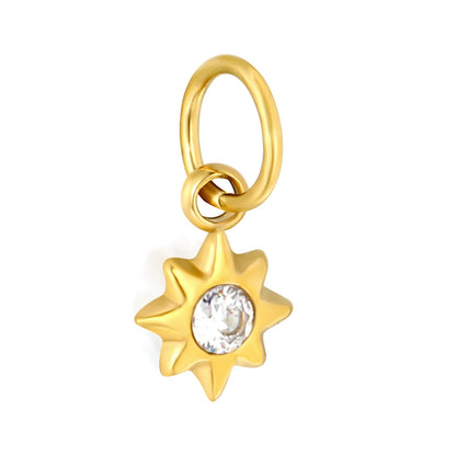 Multicolor Crystal North Star Charm 18K Gold Plated Stainless Steel Pendant