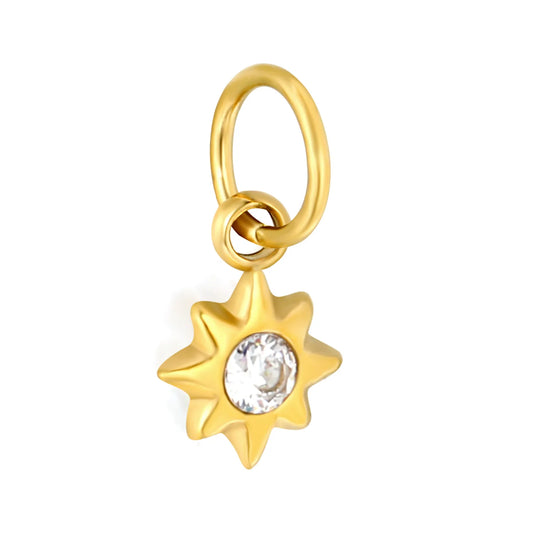 Multicolor Crystal North Star Charm 18K Gold Plated Stainless Steel Pendant