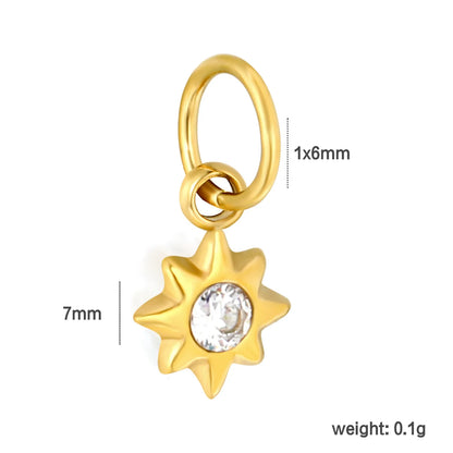 Multicolor Crystal North Star Charm 18K Gold Plated Stainless Steel Pendant