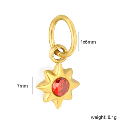 Multicolor Crystal North Star Charm 18K Gold Plated Stainless Steel Pendant