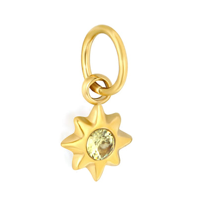 Multicolor Crystal North Star Charm 18K Gold Plated Stainless Steel Pendant