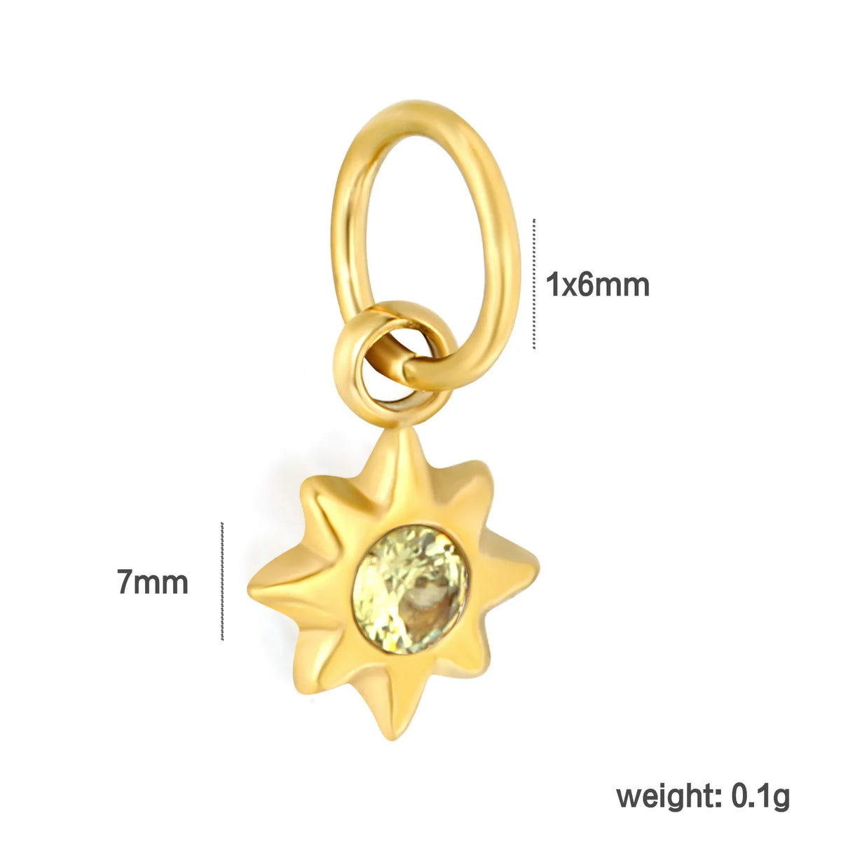 Multicolor Crystal North Star Charm 18K Gold Plated Stainless Steel Pendant