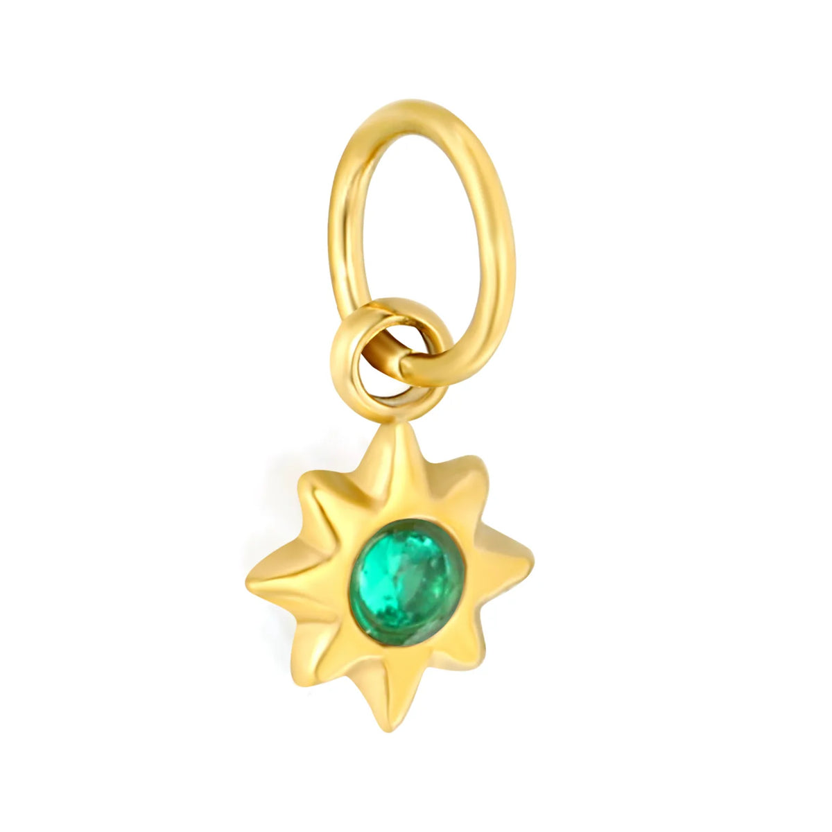 Multicolor Crystal North Star Charm 18K Gold Plated Stainless Steel Pendant