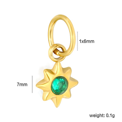 Multicolor Crystal North Star Charm 18K Gold Plated Stainless Steel Pendant