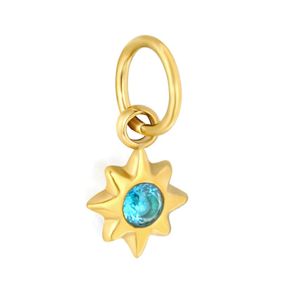 Multicolor Crystal North Star Charm 18K Gold Plated Stainless Steel Pendant