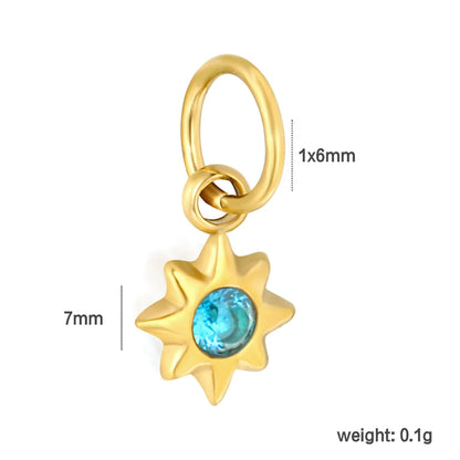 Multicolor Crystal North Star Charm 18K Gold Plated Stainless Steel Pendant