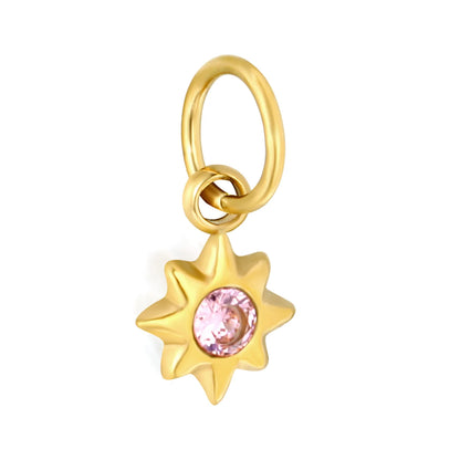Multicolor Crystal North Star Charm 18K Gold Plated Stainless Steel Pendant