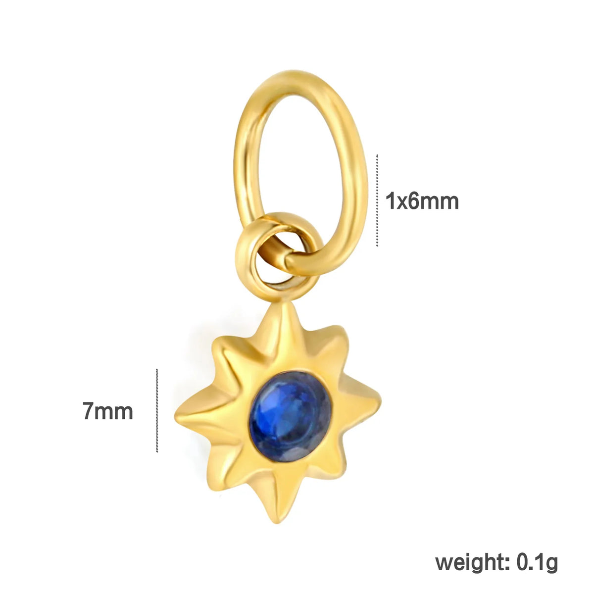 Multicolor Crystal North Star Charm 18K Gold Plated Stainless Steel Pendant