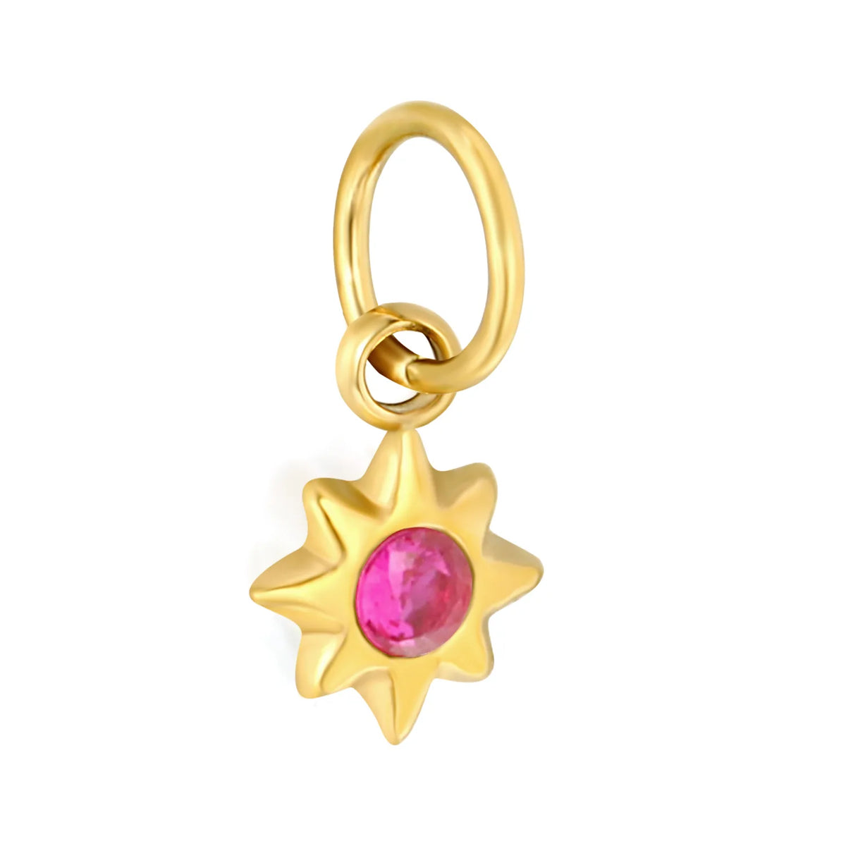 Multicolor Crystal North Star Charm 18K Gold Plated Stainless Steel Pendant