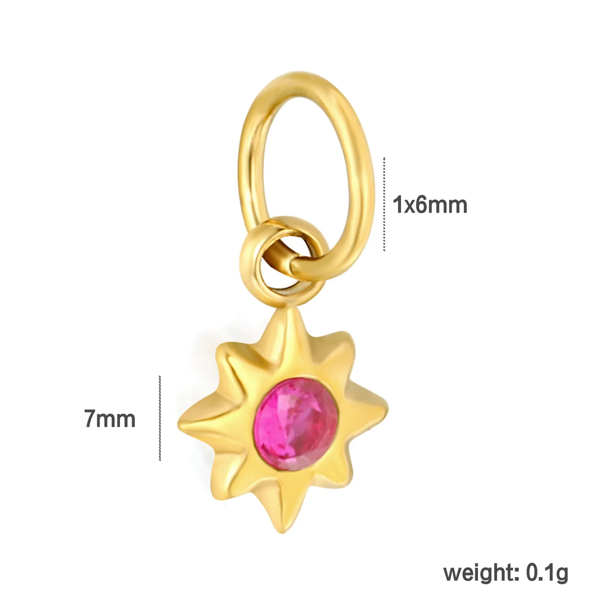 Multicolor Crystal North Star Charm 18K Gold Plated Stainless Steel Pendant