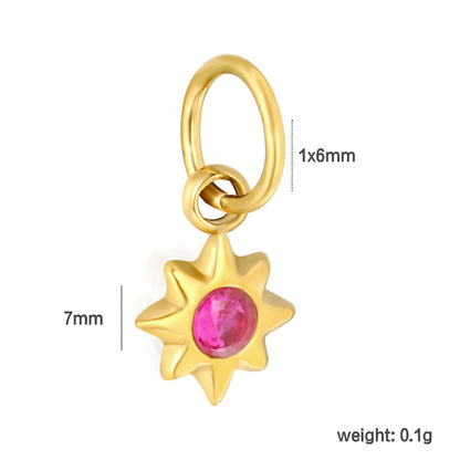 Multicolor Crystal North Star Charm 18K Gold Plated Stainless Steel Pendant