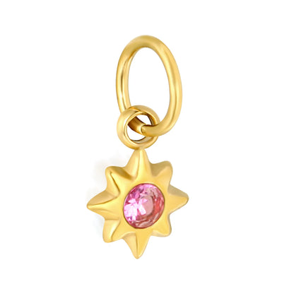Multicolor Crystal North Star Charm 18K Gold Plated Stainless Steel Pendant