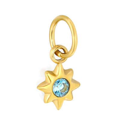 Multicolor Crystal North Star Charm 18K Gold Plated Stainless Steel Pendant