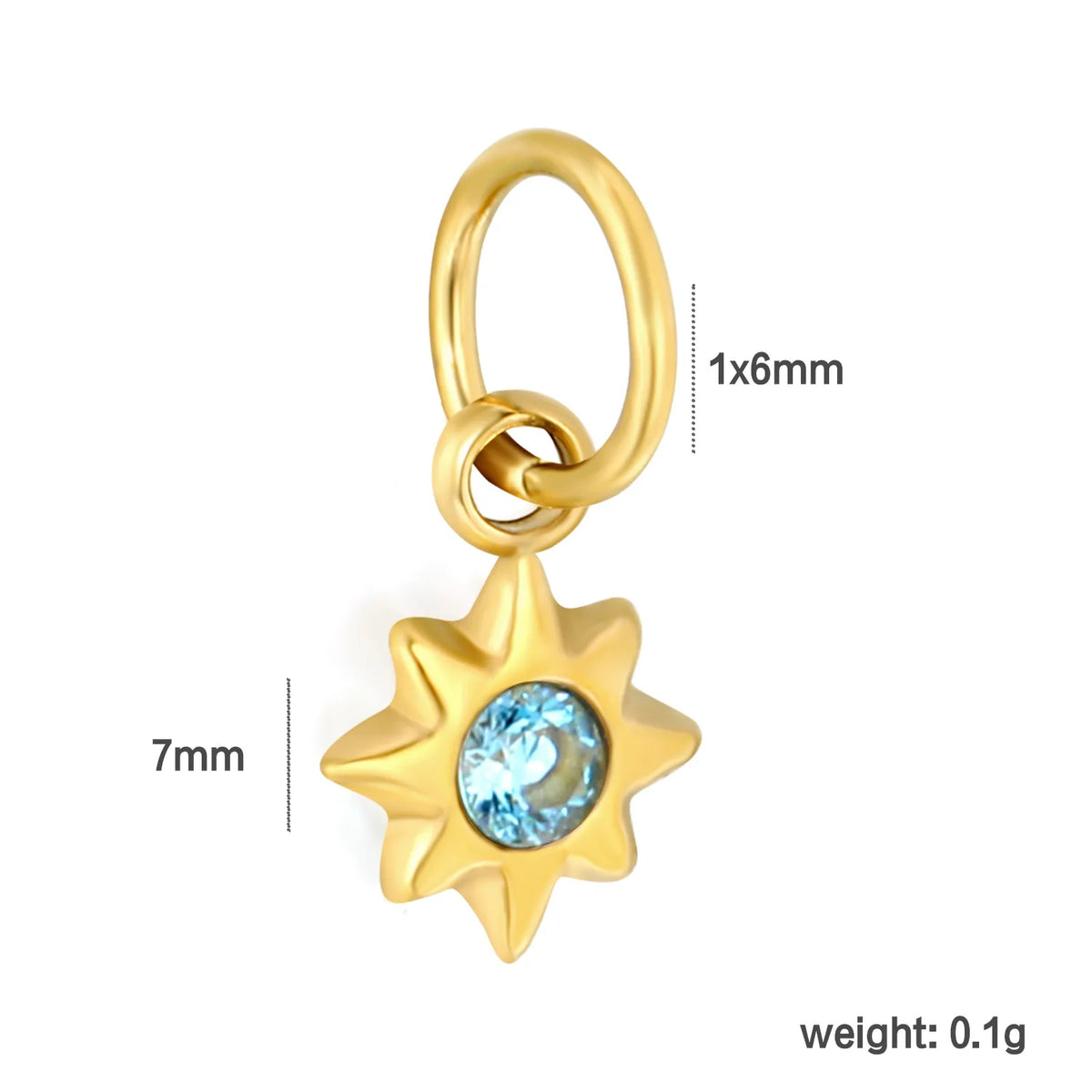 Multicolor Crystal North Star Charm 18K Gold Plated Stainless Steel Pendant