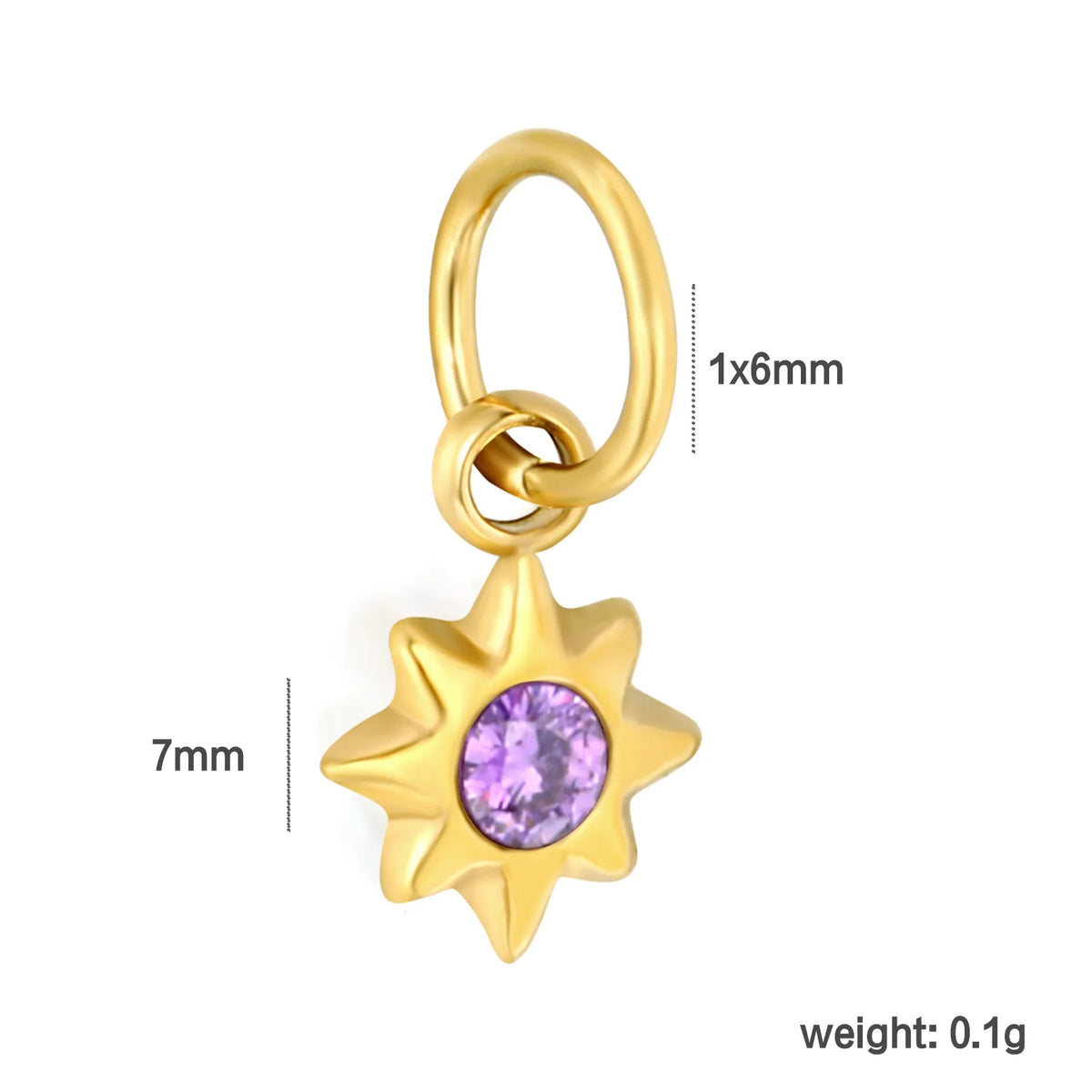 Multicolor Crystal North Star Charm 18K Gold Plated Stainless Steel Pendant