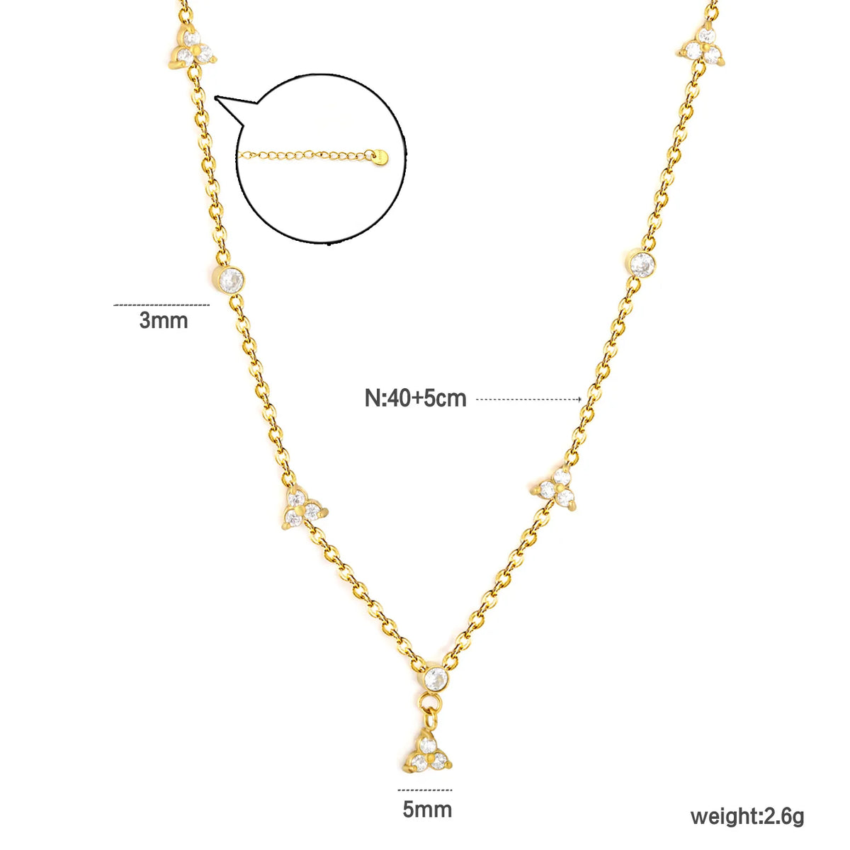 18K Gold Plated Triple CZ Cluster Bezel Crystal Layering Necklace | Wholesale MOQ 12