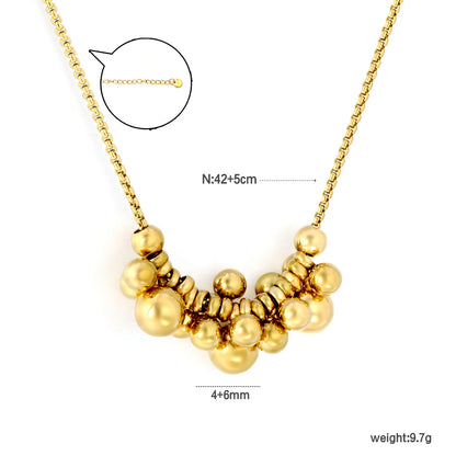 Cluster Gold Bead Box Chain Necklace | Multi-Size Ball Pendant Design | 18K Gold Plated Statement Necklace MOQ12