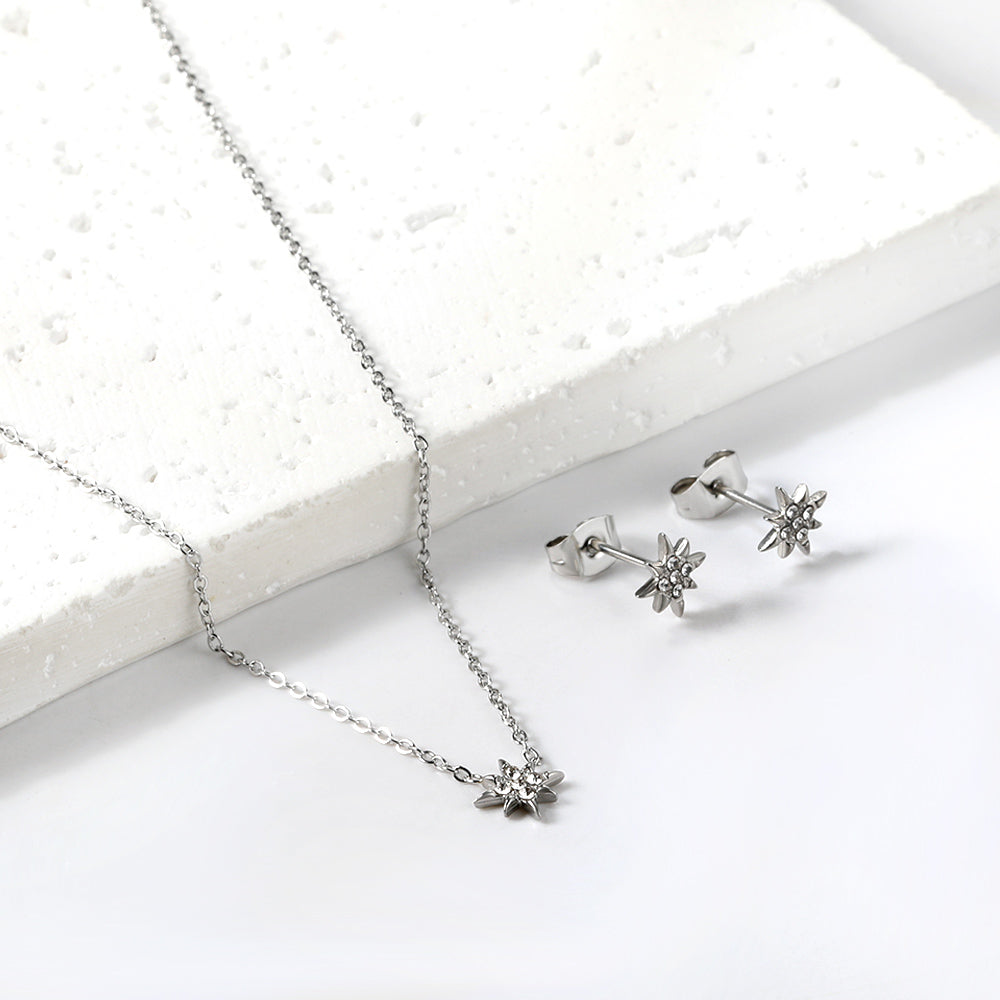 Gold/Steel Lucky Star Jewelry Set with Diamonds